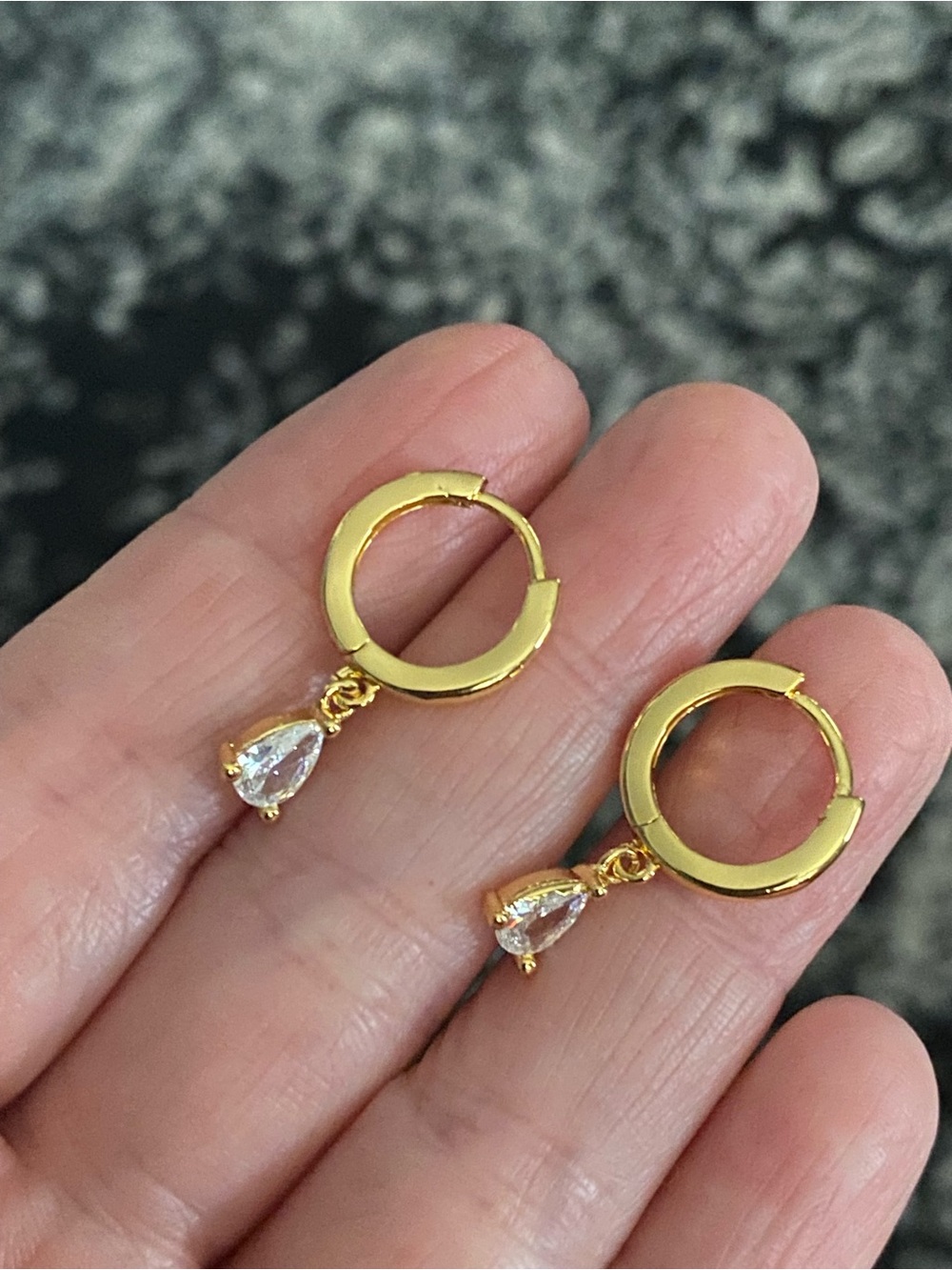 Gold Teardrop Dangle Hoop Earrings - Elegant Women’s Jewelry